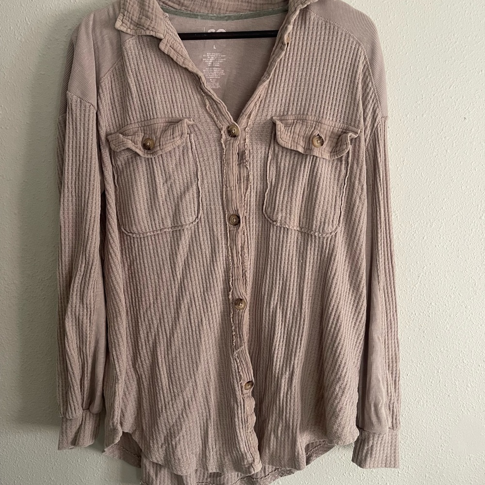 Free People inspired Taupe Button-Up Shirt